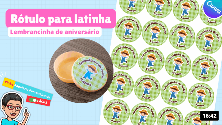Rótulo para latinha clube papelaria personalizada fácil