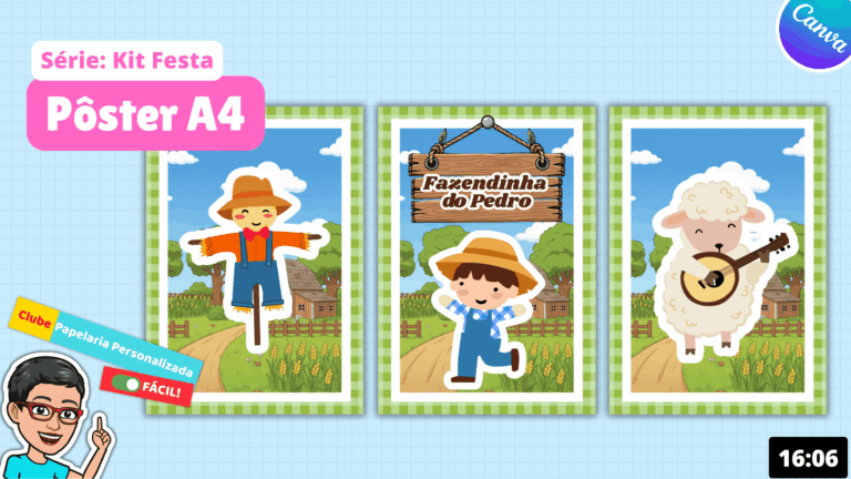 Aula pôster curso canva papelaria personalizada fácil