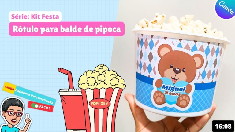 JPG Aula rótulo retangular personalizado para balde pipoca papelaria personalizada fácil