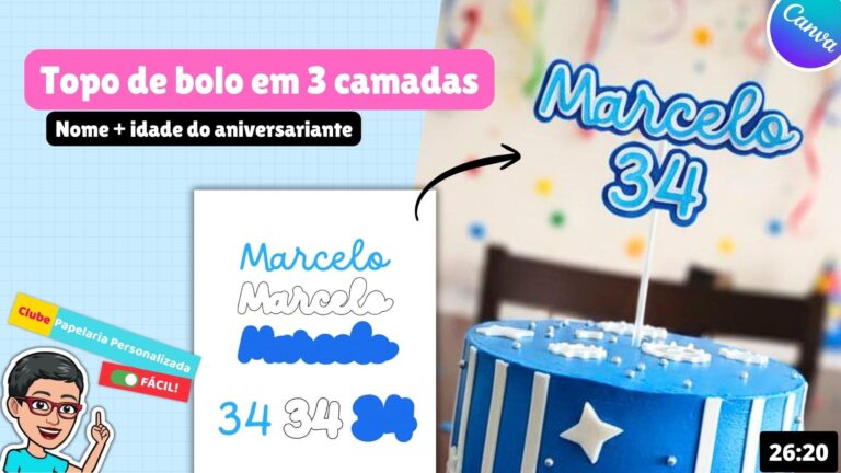aula topo de bolo personalizado 3 camadas nome e idade no canva papelaria personalizada fácil molde (1)